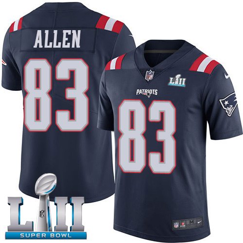 Nike Patriots 83 Dwayne Allen Navy 2018 Super Bowl LII Color Rush Limited Jersey