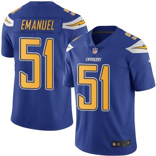 Nike Chargers 51 Kyle Emanuel Electric Blue Color Youth Color Rush Limited Jersey