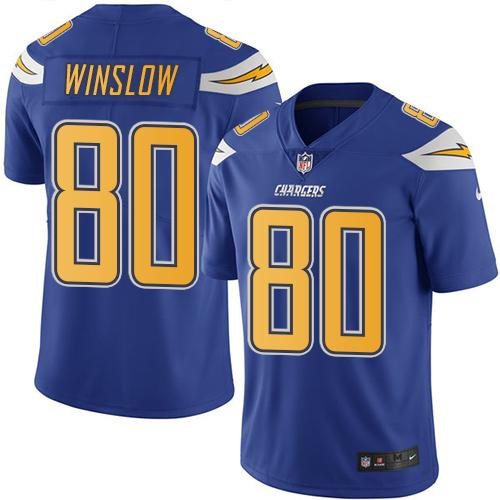 Nike Chargers 80 Kellen Winslow Electric Blue Color Youth Color Rush Limited Jersey