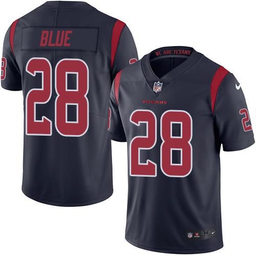 Nike Texans 28 Alfred Blue Navy Youth Color Rush Limited Jersey