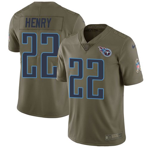 Nike Titans 22 Derrick Henry Olive Salute To Service Limited Jersey