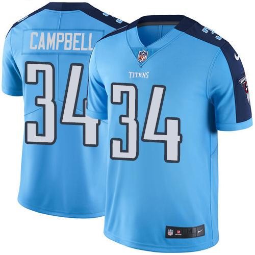 Nike Titans 34 Earl Campbell Light Blue Vapor Untouchable Limited Jersey