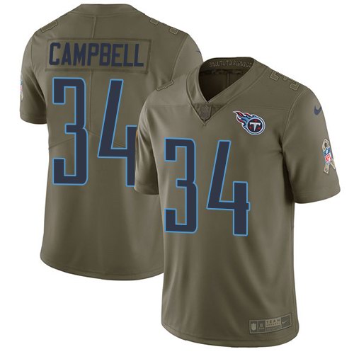 Nike Titans 34 Earl Campbell Olive Salute To Service Limited Jersey