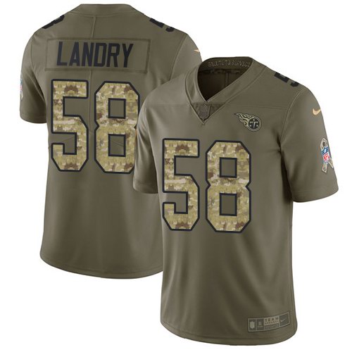 Nike Titans 58 Harold Landry Olive Camo Salute To Service Limited Jersey