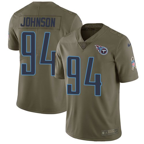 Nike Titans 94 Austin Johnson Olive Salute To Service Limited Jersey