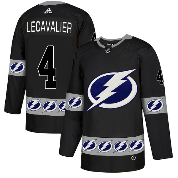 Lightning 4 Vincent Lecavalier Black Team Logos Fashion Adidas Jersey
