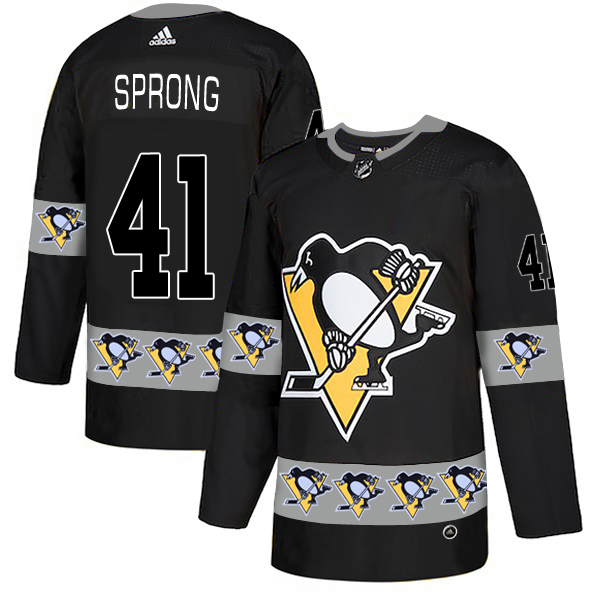 Penguins 41 Daniel Sprong Black Team Logos Fashion Adidas Jersey