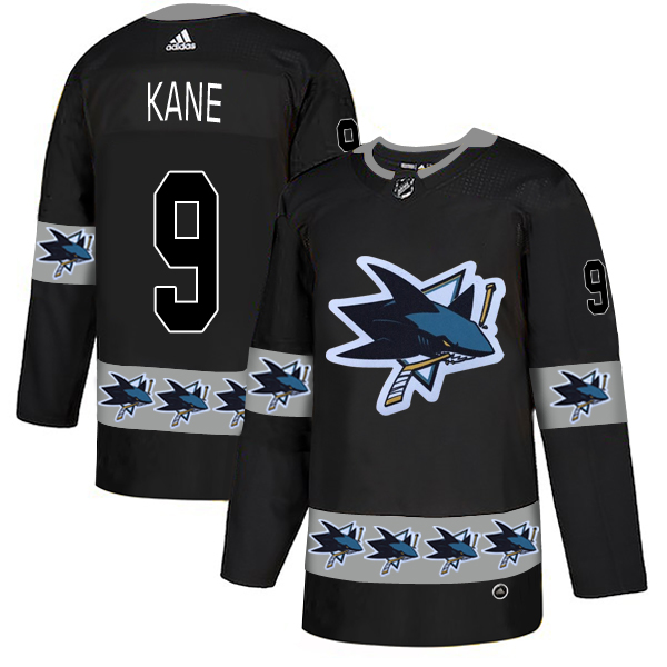 Sharks 9 Evander Kane Black Team Logos Fashion Adidas Jersey