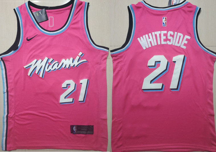 Heat 21 Hassan Whiteside Pink 2018-19 Earned Edition Nike Swingman Jersey