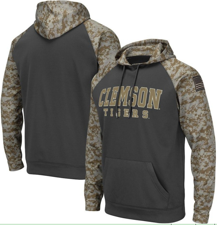 Clemson Tigers Gray Camo Men's Pullover Hoodie