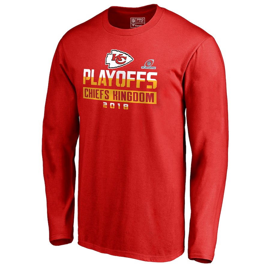 Chiefs Red 2018 NFL Playoffs Chiefs Kingdom Men's Long Sleeve T-Shirt