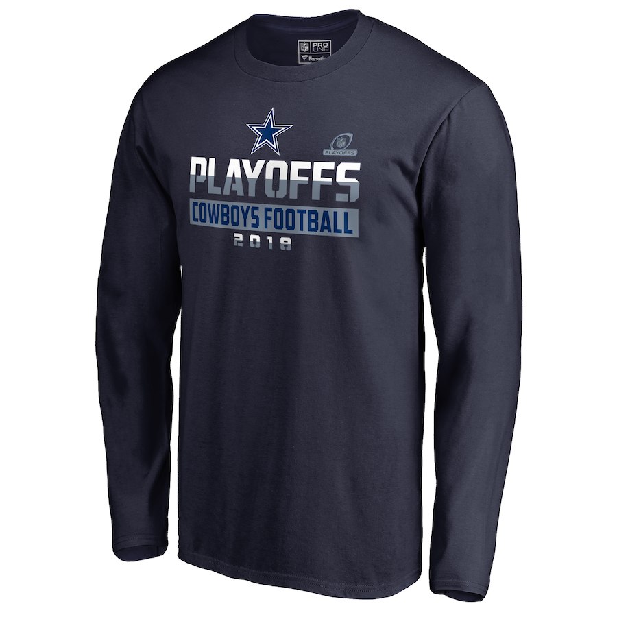 Cowboys Navy 2018 NFL Playoffs Cowboys Football Men's Long Sleeve T-Shirt