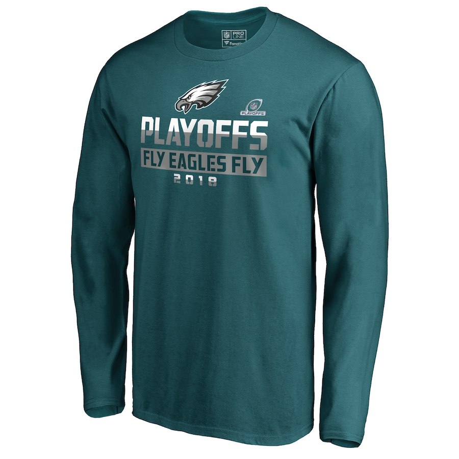 Eagles Green 2018 NFL Playoffs Fly Eagles Fly Men's Long Sleeve T-Shirt