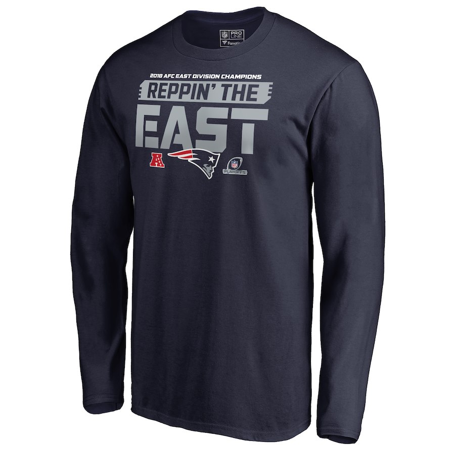 Patriots Navy 2018 NFL Playoffs Reppin' The East Men's Long Sleeve T-Shirt