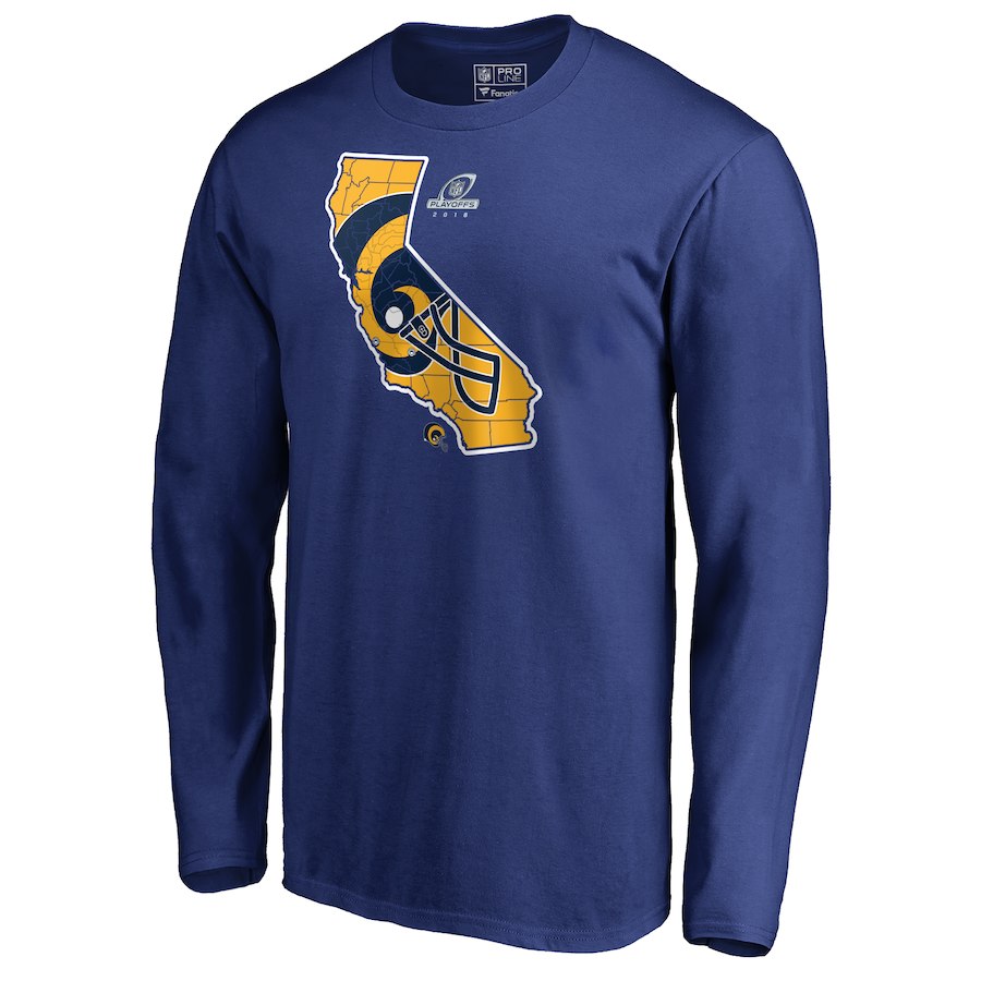 Rams Blue 2018 NFL Playoffs Men's Long Sleeve T-Shirt