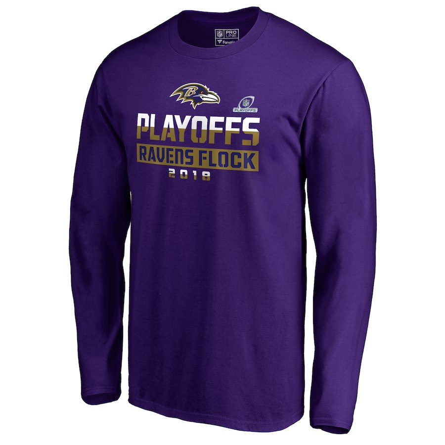 Ravens Purple 2018 NFL Playoffs Ravens Lock Men's Long Sleeve T-Shirt