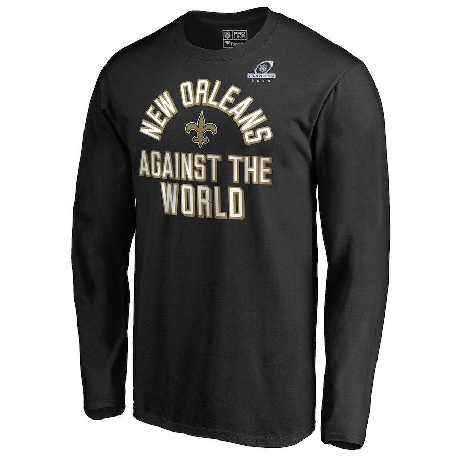 Saints Black 2018 NFL Playoffs Against The World Men's Long Sleeve T-Shirt