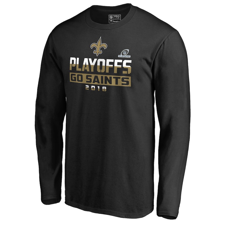 Saints Black 2018 NFL Playoffs Go Saints Men's Long Sleeve T-Shirt