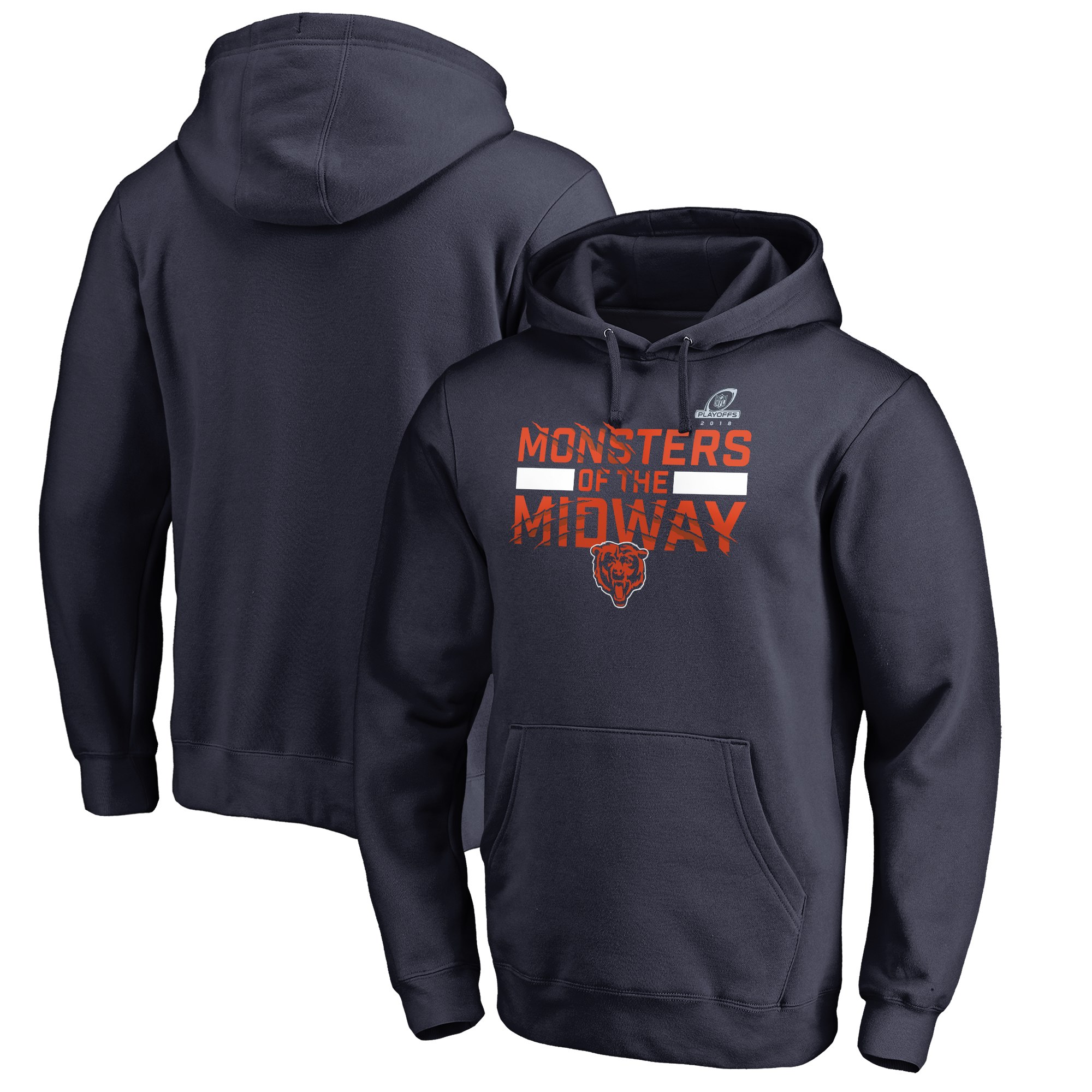 Bears Navy 2018 NFL Playoffs Monsters Of The Midway Men's Pullover Hoodie