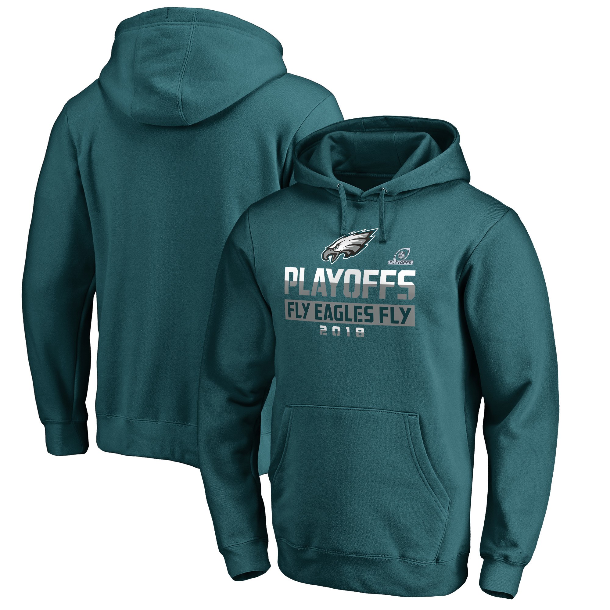 Eagles Green 2018 NFL Playoffs Fly Eagles Fly Men's Pullover Hoodie