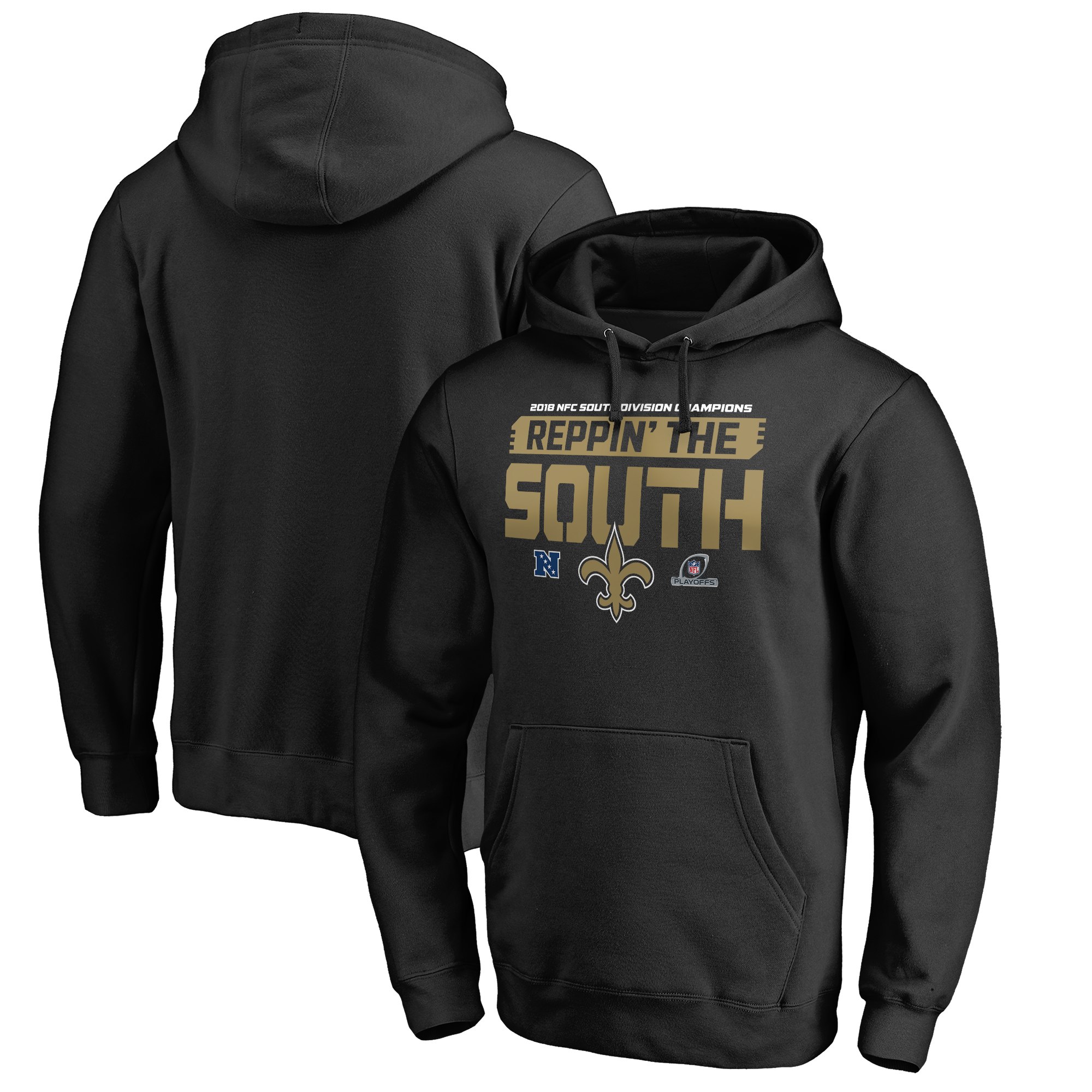 Saints Black 2018 NFL Playoffs Reppin' The South Men's Pullover Hoodie