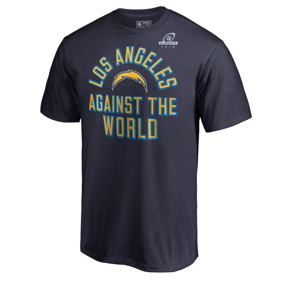 Chargers Navy 2018 NFL Playoffs Against The World Men's T-Shirt
