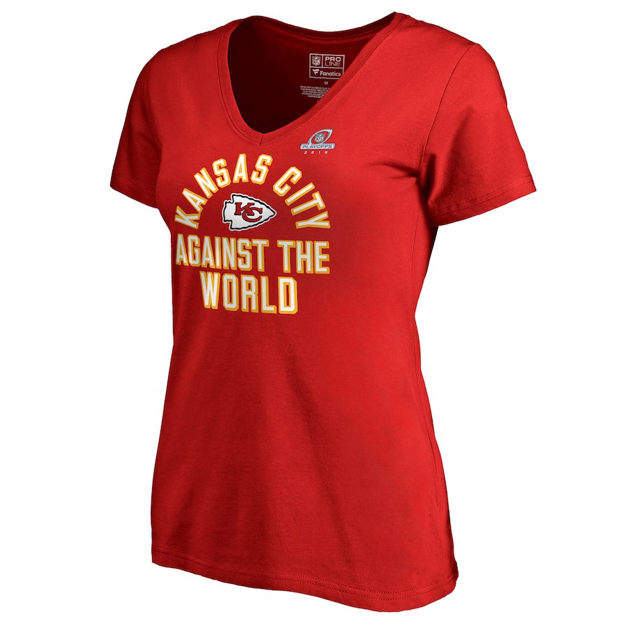 Chiefs Red Women's 2018 NFL Playoffs Against The World T-Shirt