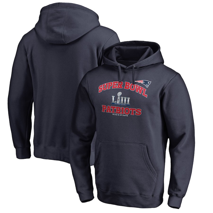 New England Patriots NFL Pro Line by Fanatics Branded Super Bowl LIII Bound Heart & Soul Pullover Hoodie Navy