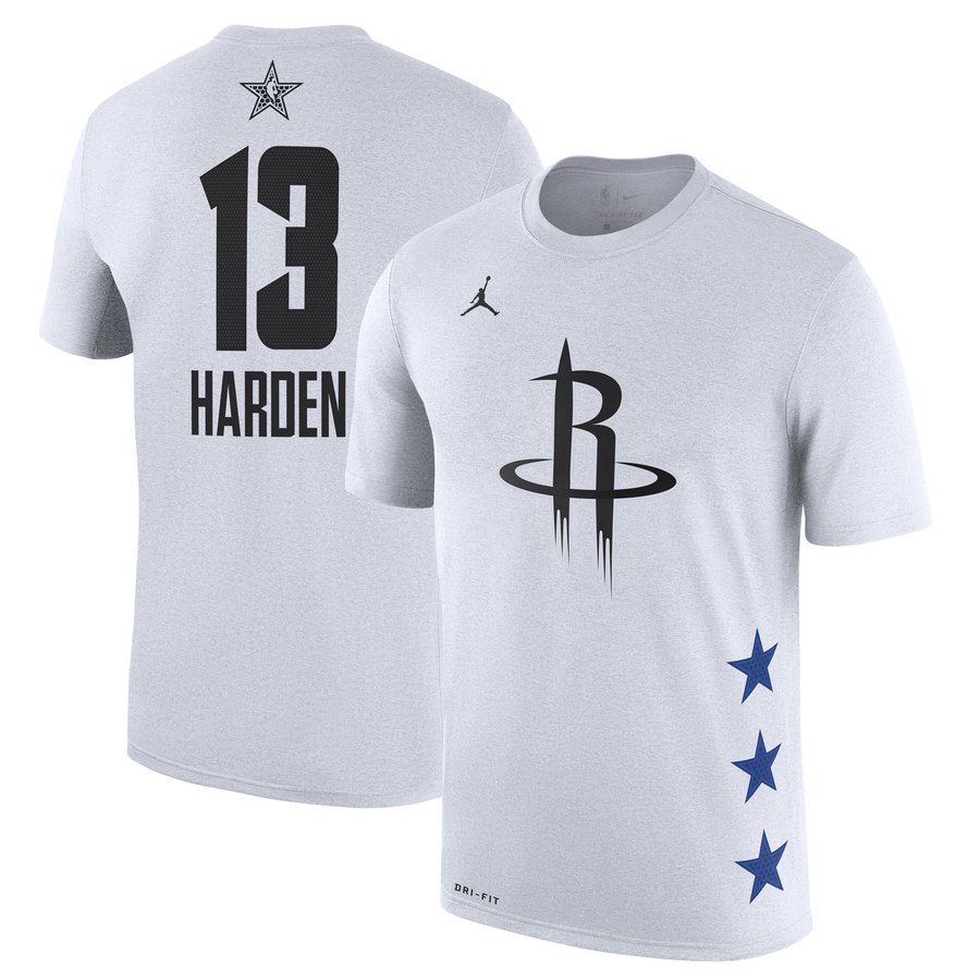 Rockets 13 James Harden White 2019 NBA All-Star Game Men's T-Shirt