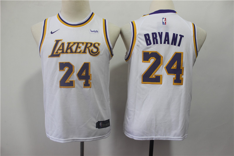 Lakers 24 Kobe Bryant White 2018-19 Youth Nike Swingman Jersey
