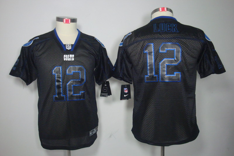 Nike Colts 12 Andrew Luck Black Shadow Youth Limited Jersey