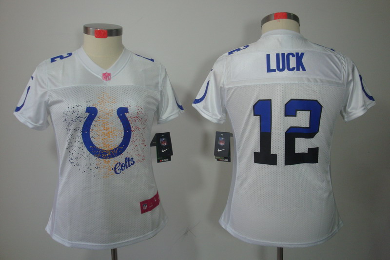 Nike Colts 12 Andrew Luck White Fem Fan Women Limited Jersey