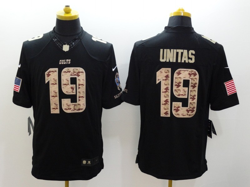 Nike Colts 19 Johnny Unitas Black Salute To Service Limited Jersey