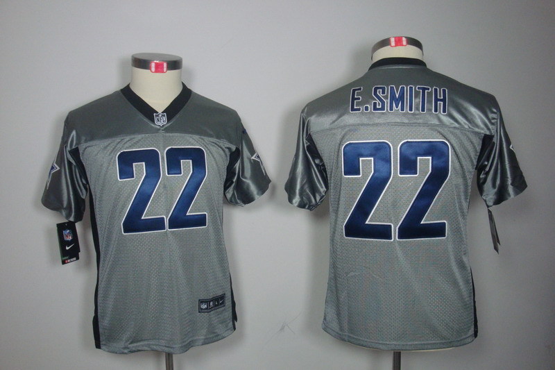 Nike Cowboys 22 Emmitt Smith Gray Youth Lights Out Limited Jersey