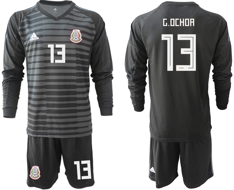 Mexico 13 G.OCHOA Black 2018 FIFA World Cup Long Sleeve Goalkeeper Soccer Jersey