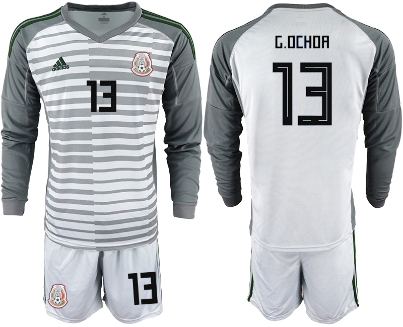 Mexico 13 G.OCHOA Gray 2018 FIFA World Cup Long Sleeve Goalkeeper Soccer Jersey