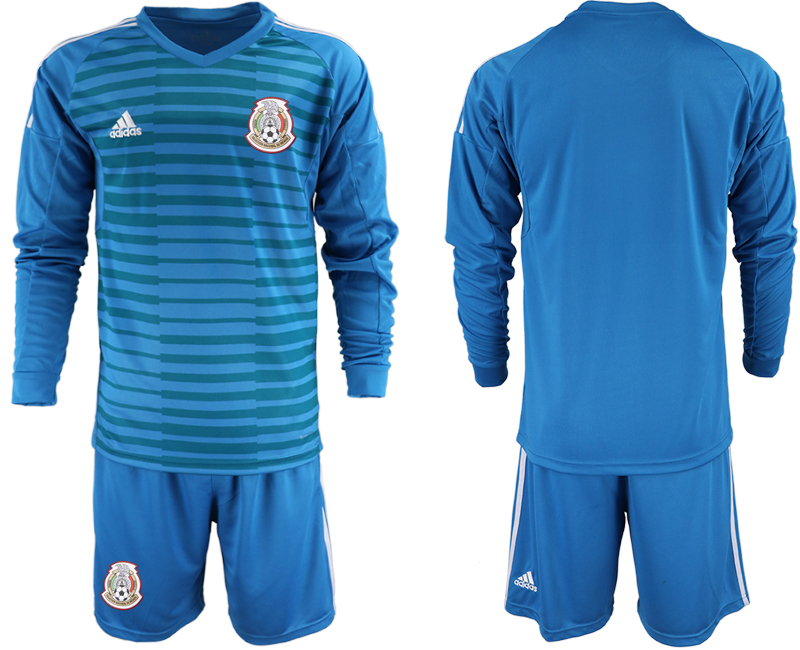 Mexico Blue 2018 FIFA World Cup Long Sleeve Goalkeeper Soccer Jersey