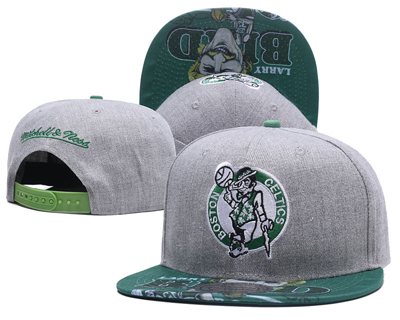Celtics Fresh Logo Gray Green Mitchell & Ness Adjustable Hat LH