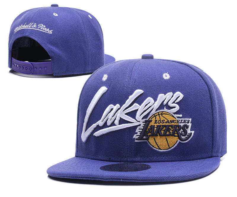 Lakers Team Logo Purple Mitchell & Ness Adjustable Hat LH