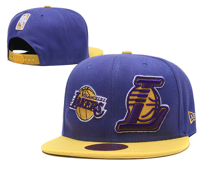 Lakers Team Logo Yellow Purple Adjustable Hat LH