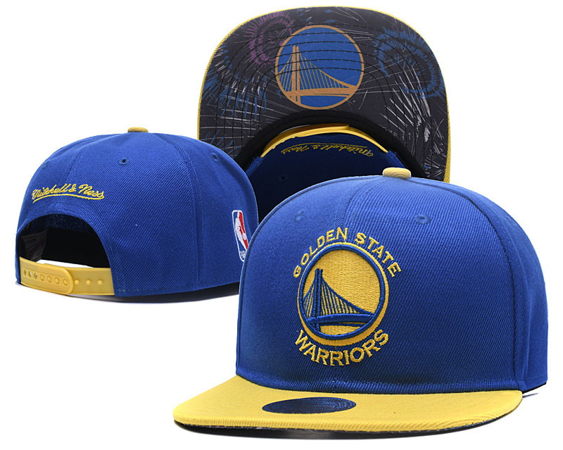 Warriors Fresh Logo Yellow Blue Mitchell & Ness Adjustable Hat LH