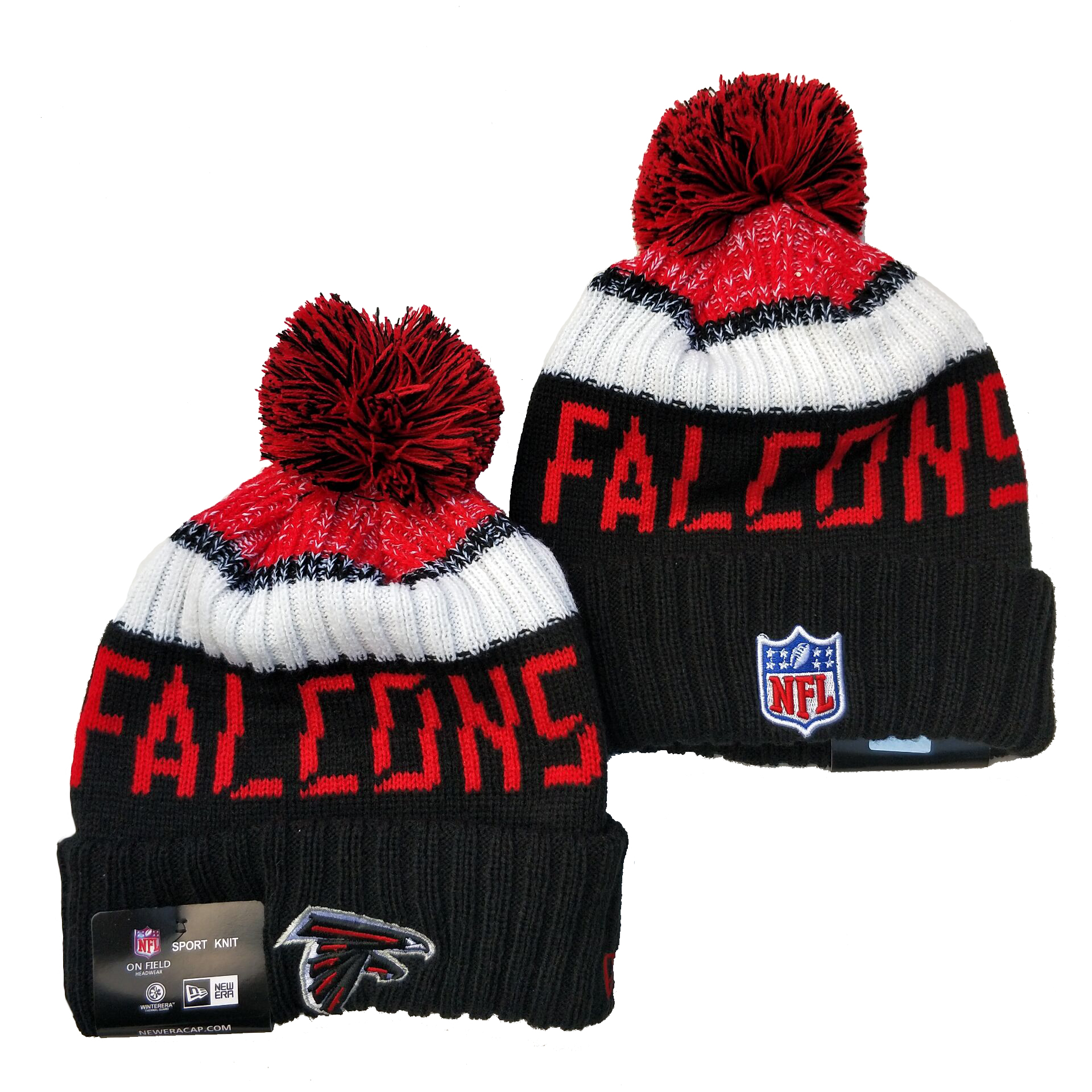 Falcons Team Logo Black Pom Knit Hat YD