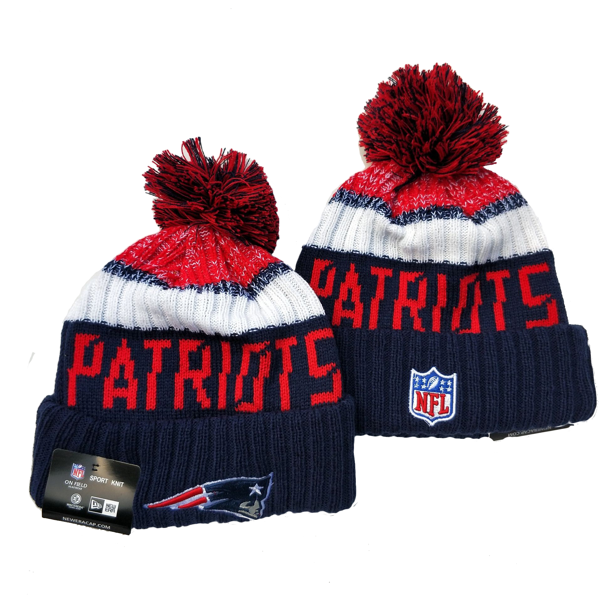 Patriots Team Logo Navy Pom Knit Hat YD