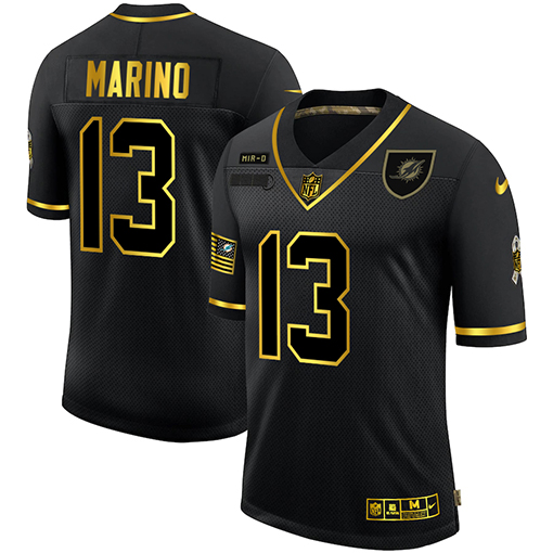Nike Dolphins 13 Dan Marino Black Gold 2020 Salute To Service Limited Jersey