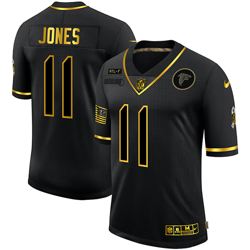 Nike Falcons 11 Julio Jones Black Gold 2020 Salute To Service Limited Jersey