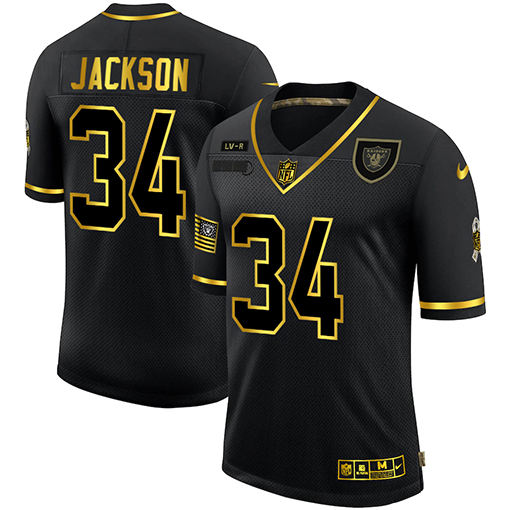 Nike Raiders 34 Bo Jackson Black Gold 2020 Salute To Service Limited Jersey