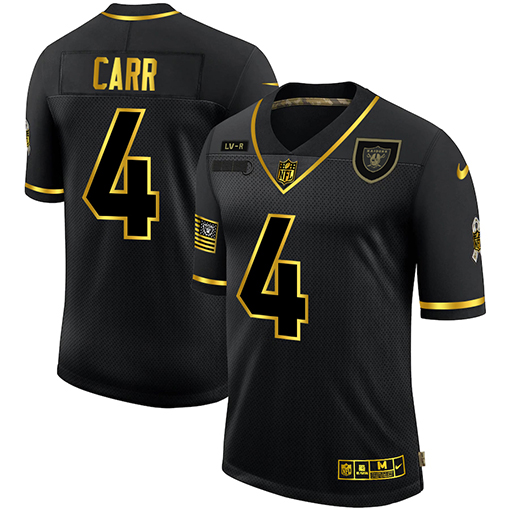 Nike Raiders 4 Derek Carr Black Gold 2020 Salute To Service Limited Jersey