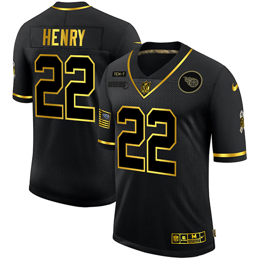 Nike Titans 22 Derrick Henry Black Gold 2020 Salute To Service Limited Jersey