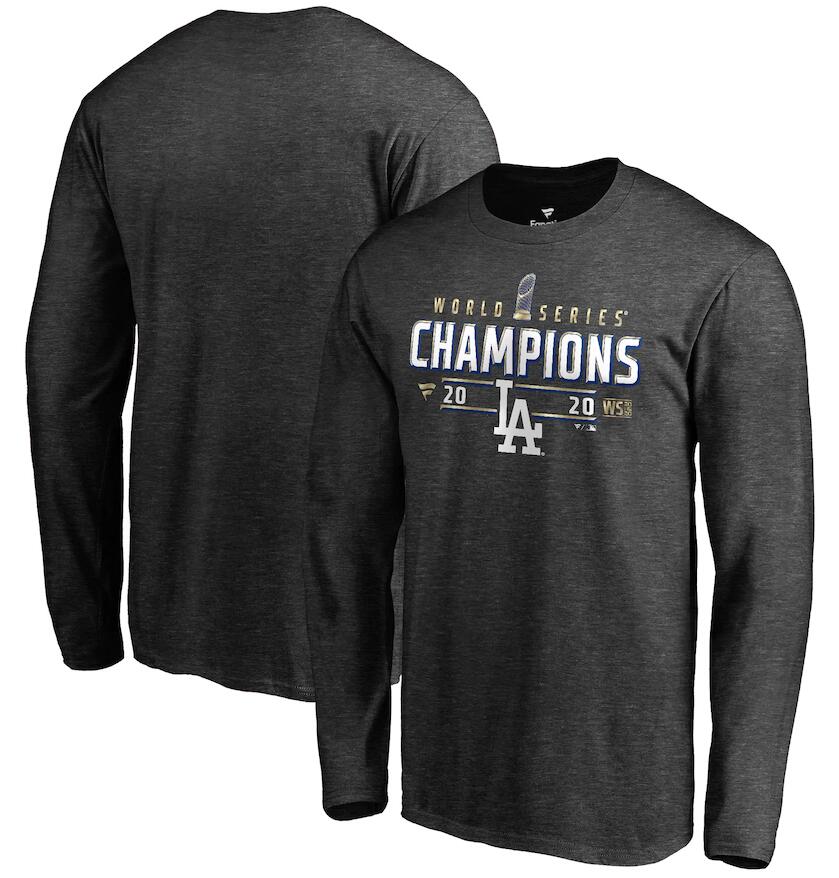 Men's Los Angeles Dodgers Fanatics Branded Charcoal 2020 World Series Champions Locker Room Long Sleeve T-Shirt