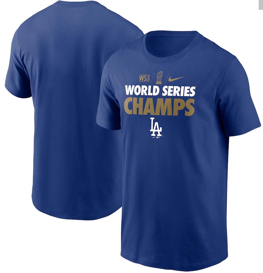 Men's Los Angeles Dodgers Nike Royal 2020 World Series Champions Gold T-Shirt